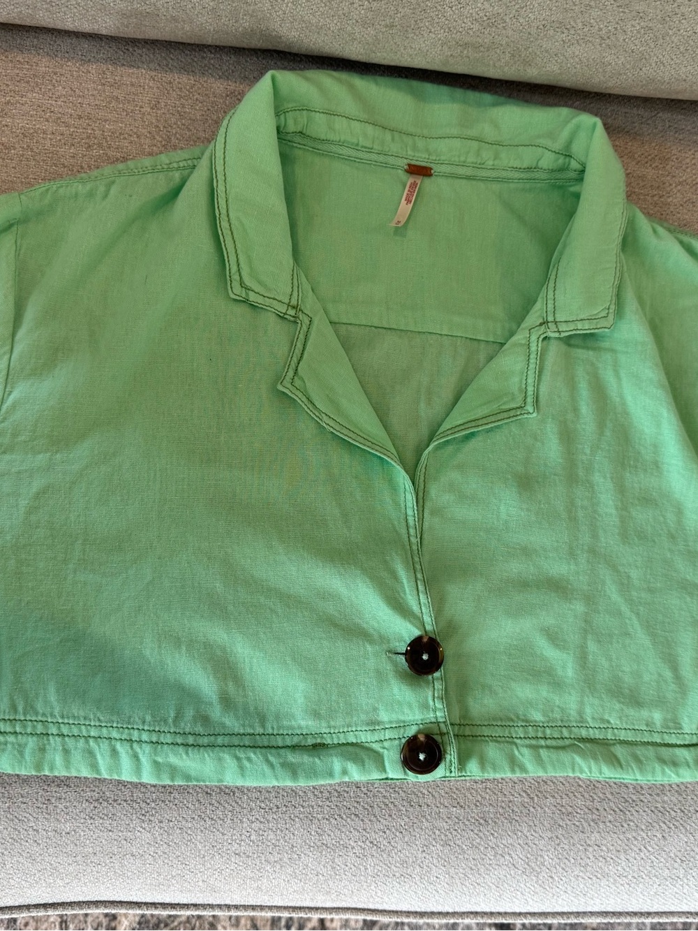 Free People Mint Green Button-Down Shirt
